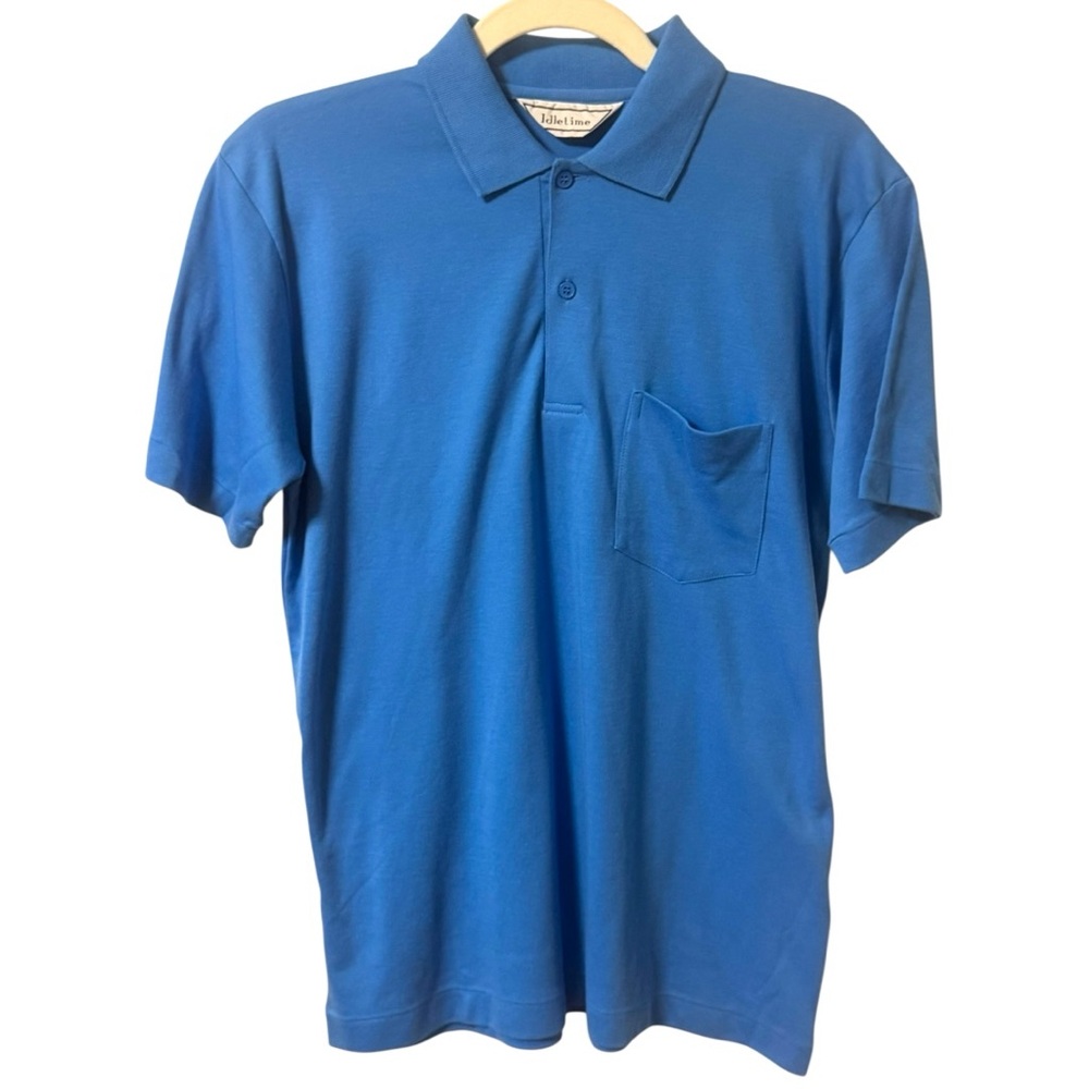 Idletime Vintage Polo Shirt Blue Mens Short Sleeve Size Medium